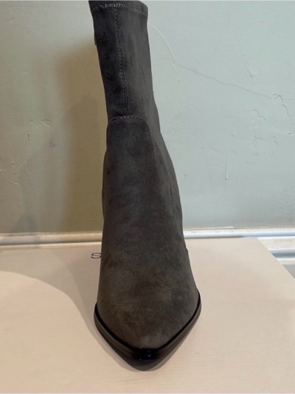 Steven Western Gray Suede Pointy Toe Boot 8.5